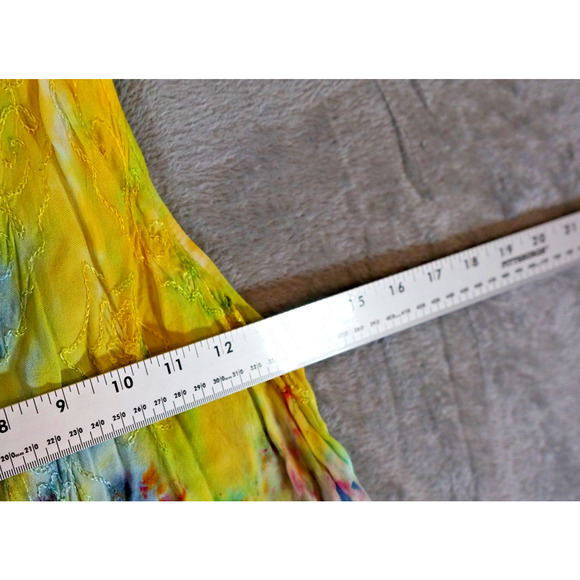 S.R. Fashion Free Size Rayon Sundress Embroidered Tie-Dye Rainbow Swirl Boho Ind - Picture 12 of 13
